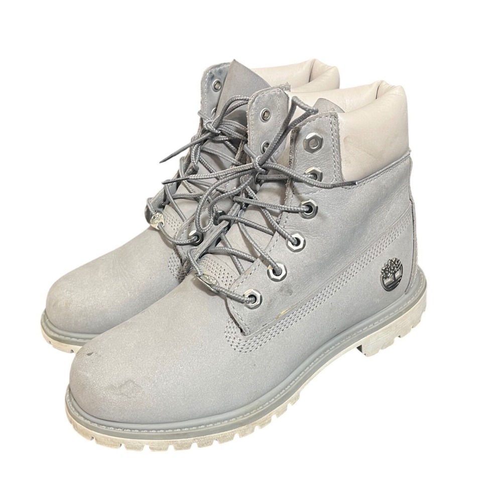 Timberland 6 Inch Premium Boots Womens 7.5 Grey Nubuck Leather A1IV1